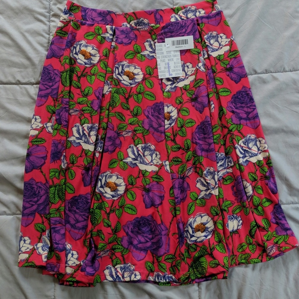Large Floral Madison NWT Lularoe Pink Purple Green